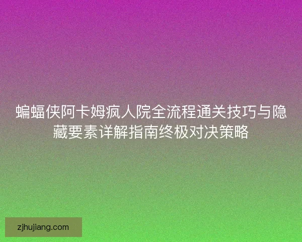 蝙蝠侠阿卡姆疯人院全流程通关技巧与隐藏要素详解指南终极对决策略